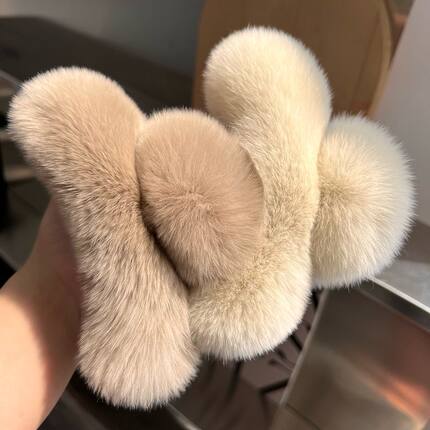 真獭兔毛大号发夹后脑勺夹子网红新款毛绒可爱头饰发抓发饰抓夹