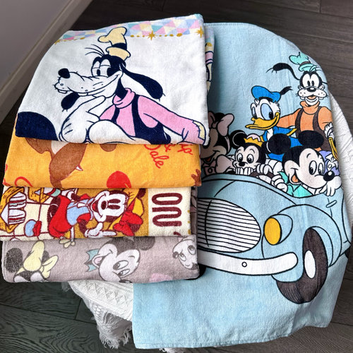 纯棉浴巾吸水柔软可爱米奇米妮高飞儿童男女洗澡60*120cm