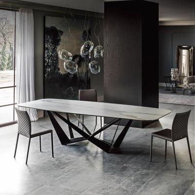 轻奢简约现代风饭桌北欧大理石