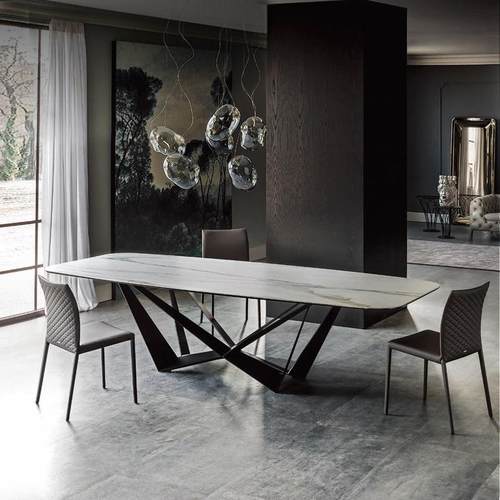 轻奢简约现代风饭桌北欧大理石