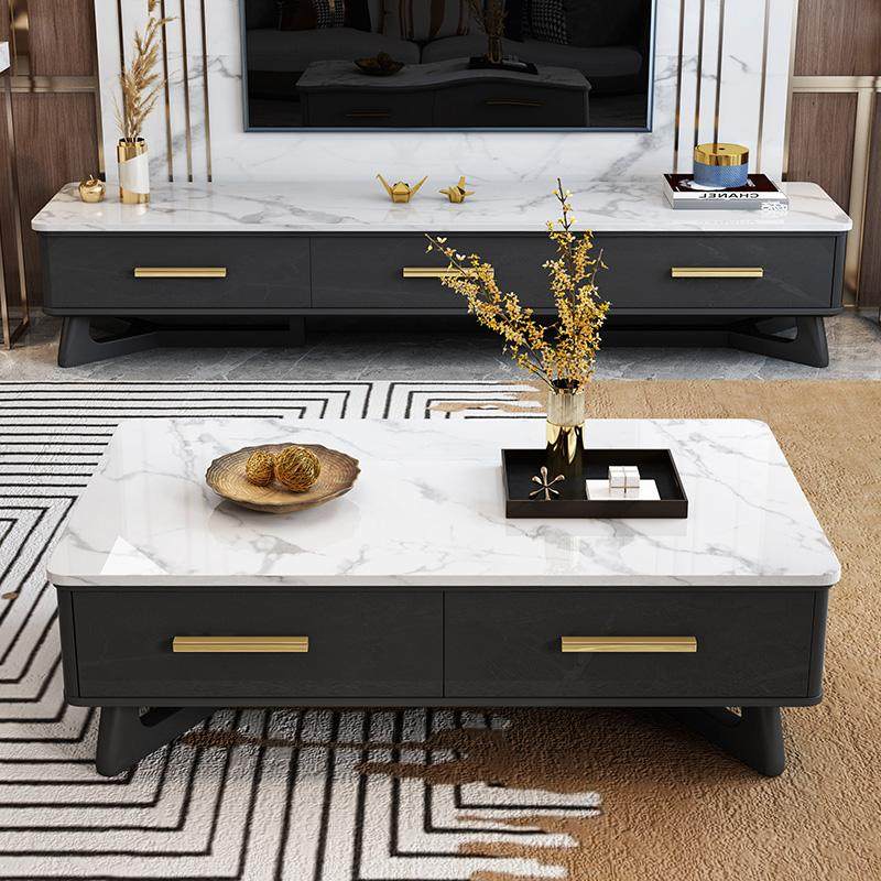 咨询桌轻奢风电视柜茶几组合现代简约小户型客厅家用黑白大理石北,住宅家具,茶几,淘宝优惠券,粉丝福利购,淘宝优惠卷