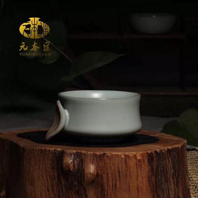 元本道竹节杯 汝窑开片陶瓷 汝瓷高端品茗杯55ml