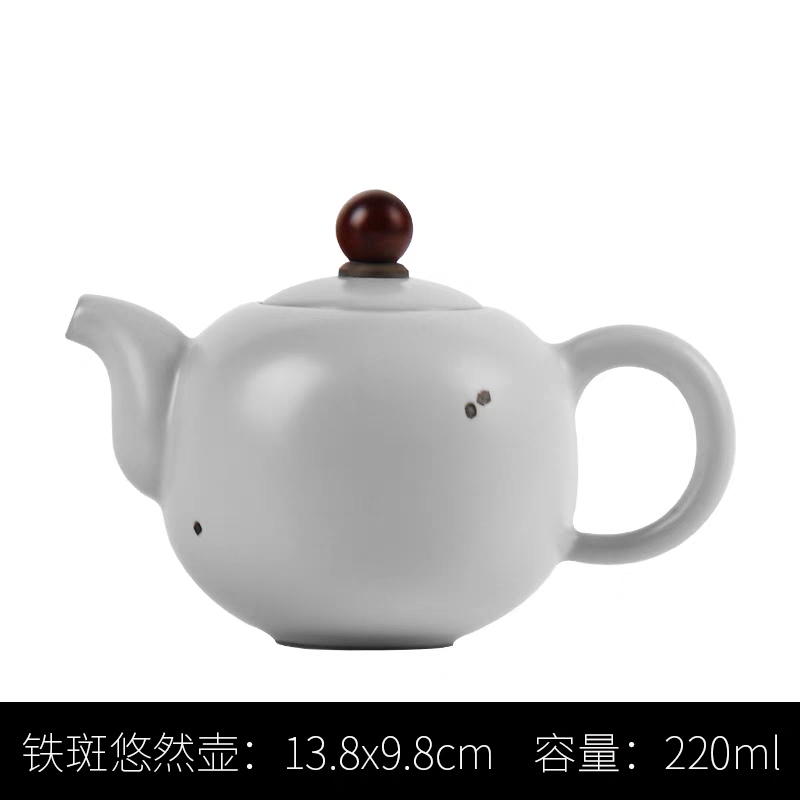 元本道汝窑开片茶壶悠然壶 铁斑天青月白色高端茶壶220ml