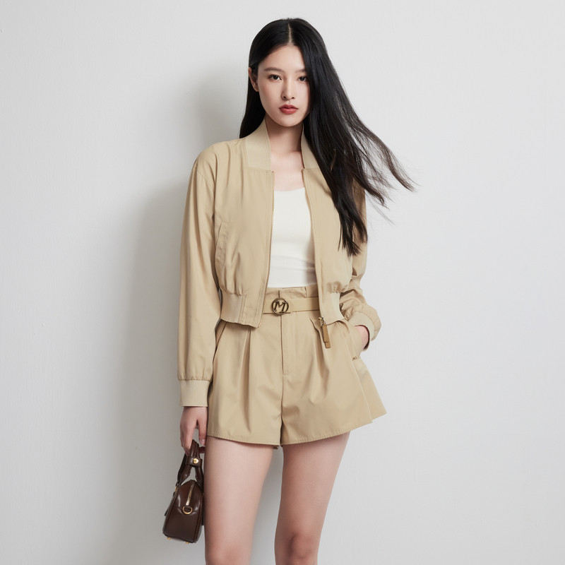 Migaino曼娅奴女装2025年春季新款休闲简约时尚运动风棒球服外套