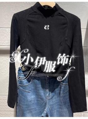 曼娅奴2023年新款冬装打底显瘦半高领长袖衬衫上衣女MN42AC001