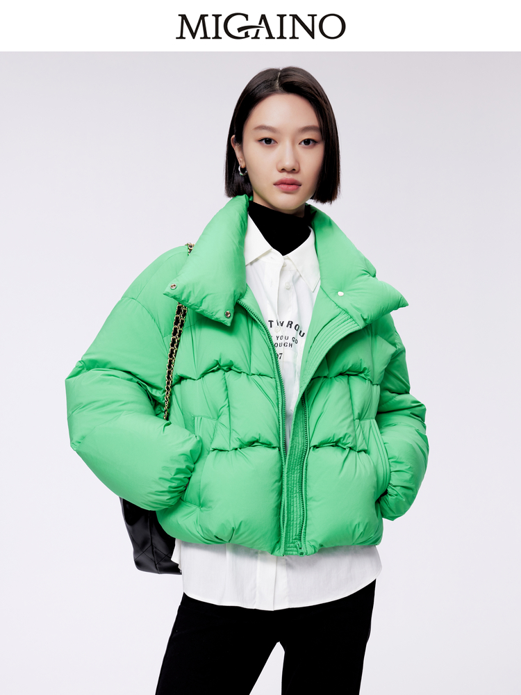 Migaino曼娅奴短款羽绒服女2023冬新款小个子轻薄面包服MN42IA021