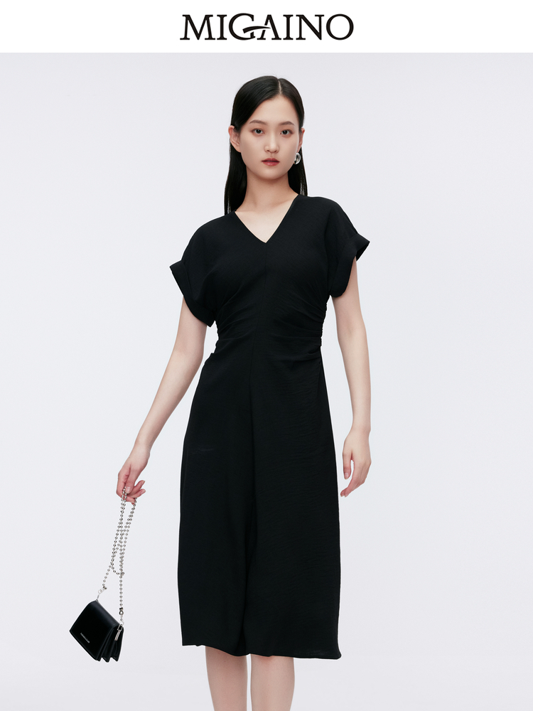 Migaino曼娅奴女装2024年夏季新款设计感气质收腰连衣裙MO22DA101