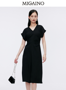 Migaino曼娅奴女装2024年夏季新款设计感气质收腰连衣裙MO22DA101