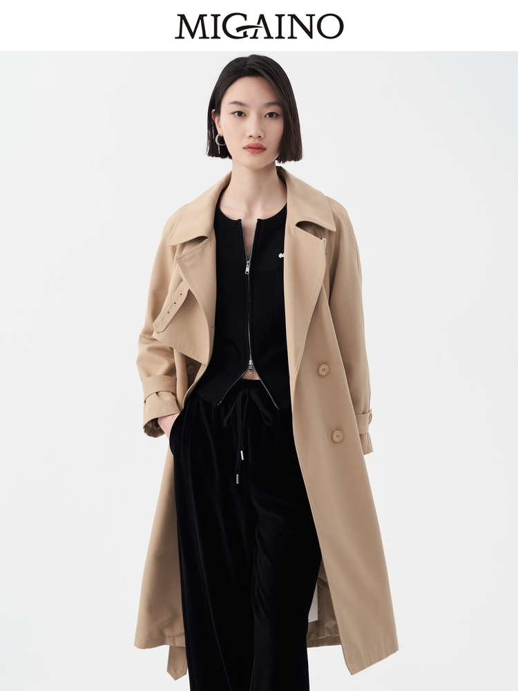Migaino曼娅奴风衣女2023年春季新款休闲时尚感通勤外套MN32HB006