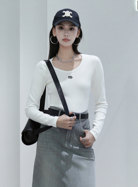 Migaino曼娅奴女装2025年春季新款修身百搭打底长袖T恤MP12RA017
