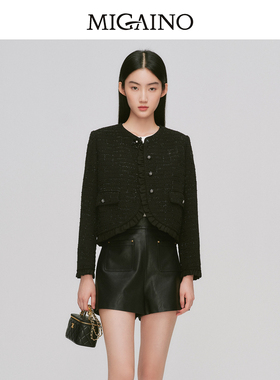 曼娅奴2024年秋冬新款高级感名媛千金小香风花边外套MO44SC621