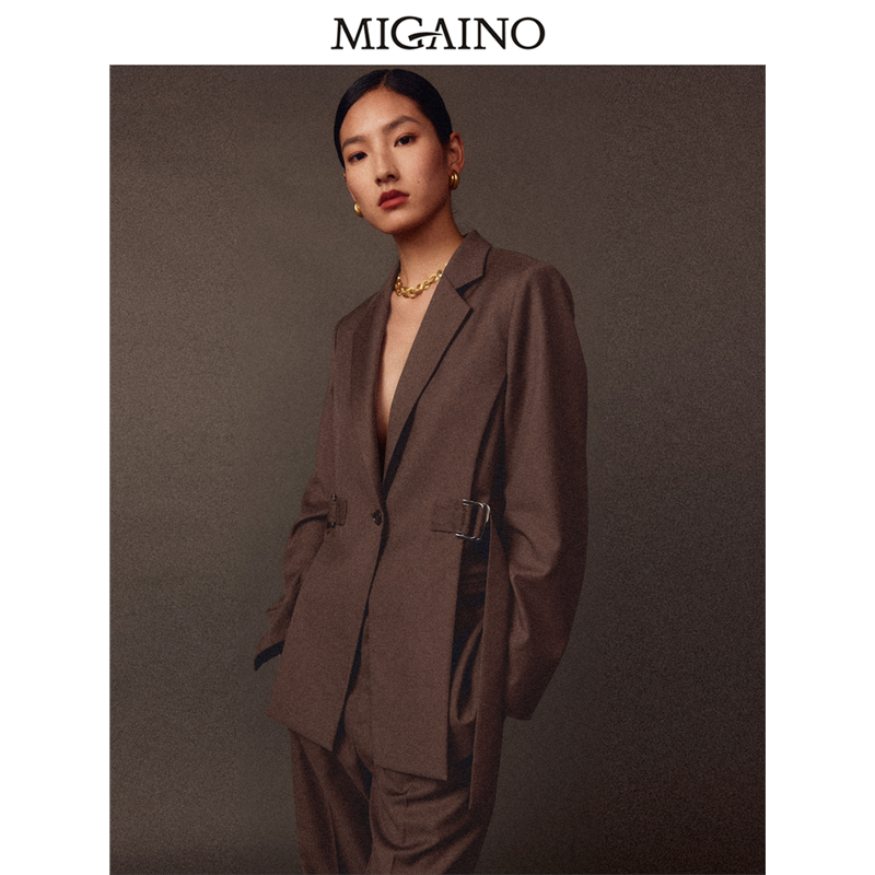 Migaino曼娅奴女装2024年秋季新款高级感时尚收腰西服MO32SS028