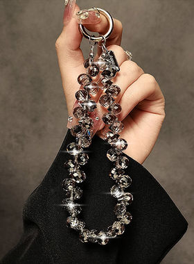 奢华水晶ins清冷百搭白色手工手机链手腕CCD挂件手串钥匙扣礼物女