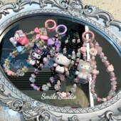 甜蕾少女KT三丽鸥创意DIY蕾丝萌粒原创串珠手机链挂件礼物库洛米