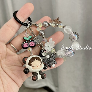 潮玩SP泡泡睡衣水晶包挂创意手工串珠手机链提留molly挂件钥匙扣