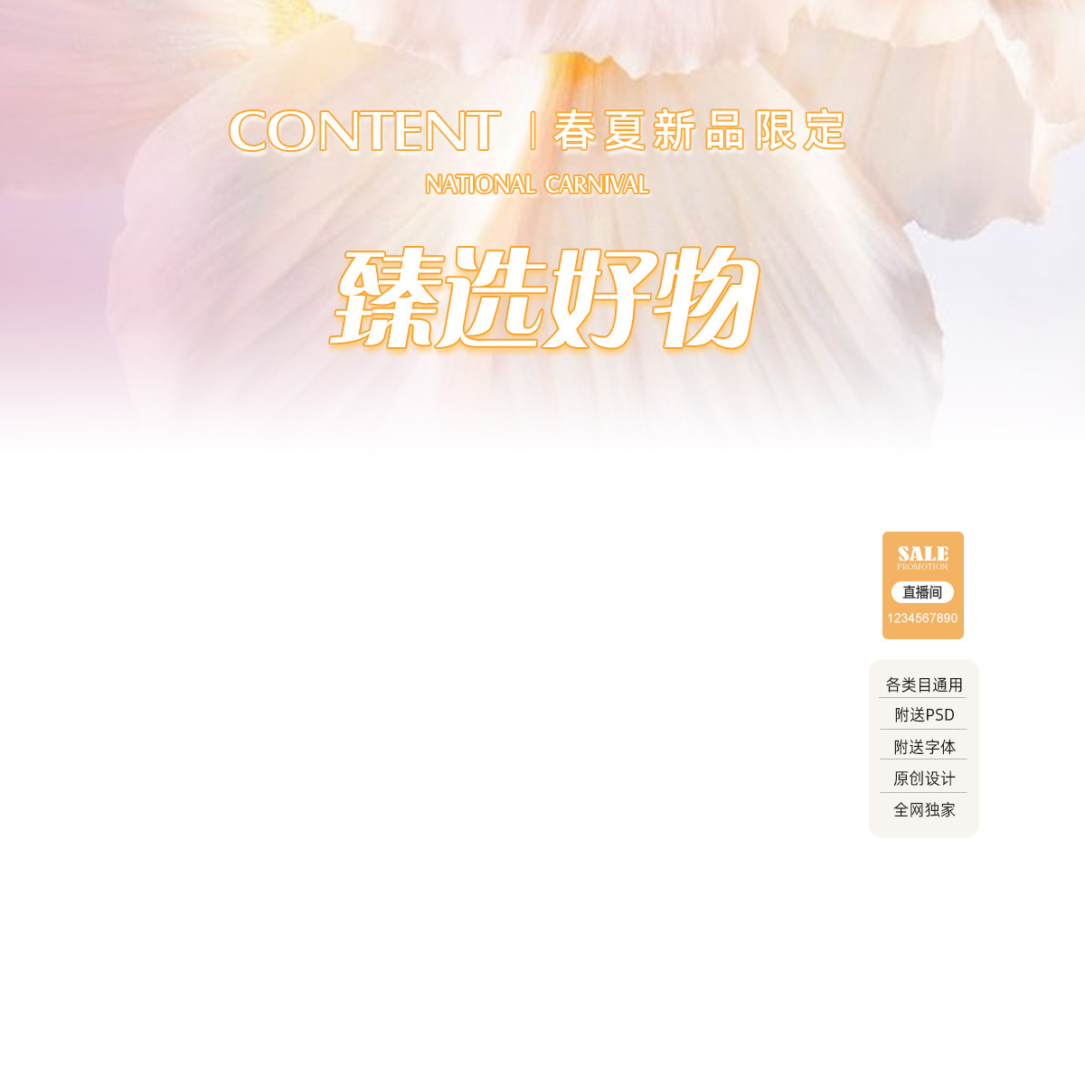 2306 春夏直播间贴片背景装修抖音小红书高级女装服饰鞋包PSD模板