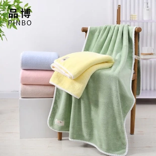 柔软吸水奶油包边大毛巾一巾多用沙滩巾平织 素色贴标珊瑚绒浴巾