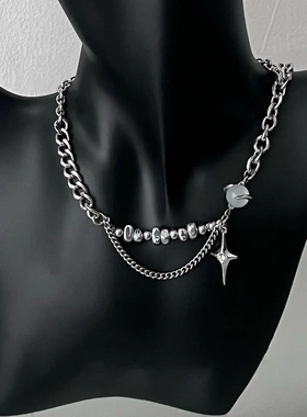 小众设计冷淡风石钛钢拼接项链