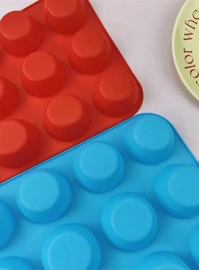 12连圆形马芬杯饼干蛋糕烘焙硅胶模具冰淇凌果冻模香薰蜡烛石膏模