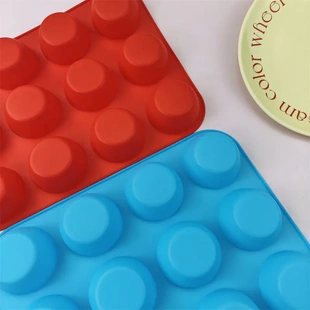 12连圆形马芬杯饼干蛋糕烘焙硅胶模具冰淇凌果冻模香薰蜡烛石膏模