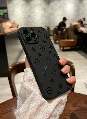 适用于苹果13promax潮牌花纹14手机壳黑色12小众高级感11硅胶磨砂情侣男女78P新款PRO创意X/XR个性防摔