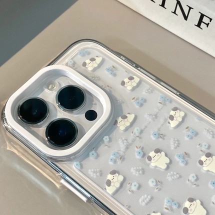 适用于苹果iPhone15Promax手机壳可爱小碎花狗狗14硅胶13透明12新款11女13全包15小众15pro防摔xsmax软78plus