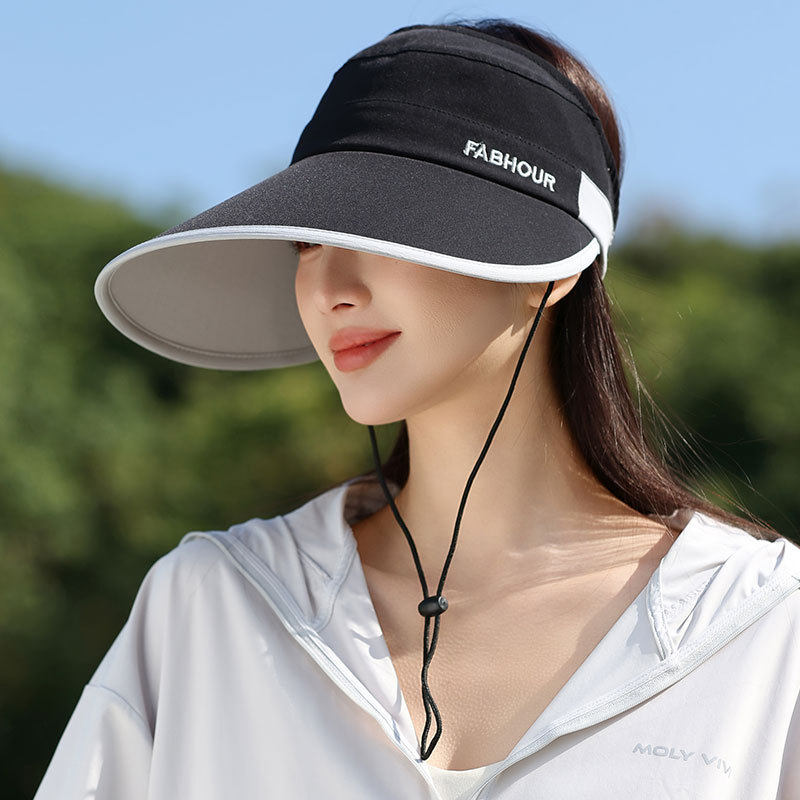 大沿空顶防晒帽子女士户外防晒鸭舌帽夏防紫外线半空顶中檐遮阳帽