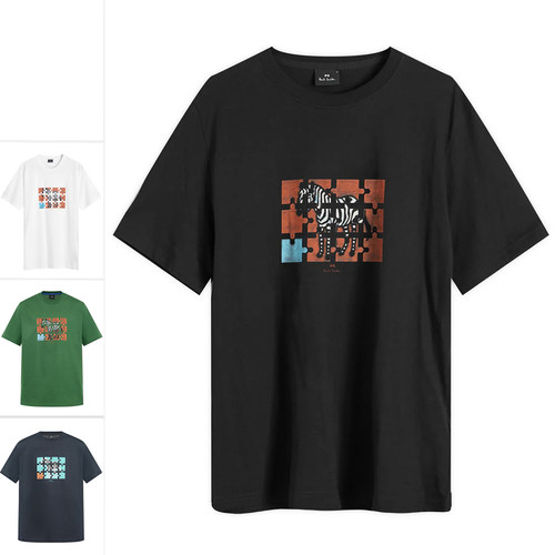 PaulSmith男士斑马拼图短袖T恤