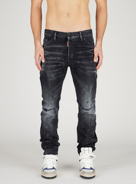 Dsquared2 D2次方男修身做旧破洞水洗长裤牛仔裤S74LB1562 D30009