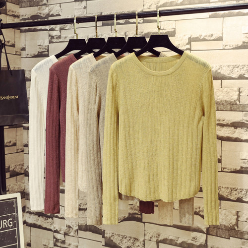 羊毛混纺软糯螺纹针织衫