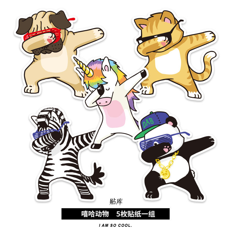 skr嘻哈风卡通个性潮牌行李箱贴纸旅行箱吉他电脑墙壁防水门窗贴