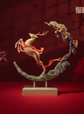 铜师傅一路腾达铜鹿摆件开业礼