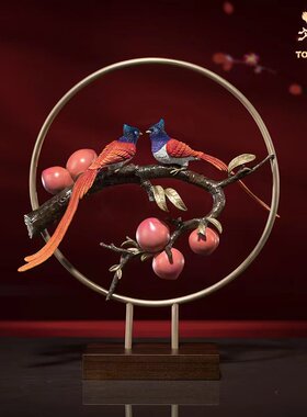 铜师傅黄铜福寿绵长寿桃摆件