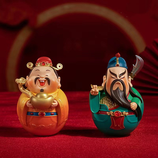 铜师傅欢喜小将财神关公不倒翁手办创意桌面礼品招财客厅生日饰品