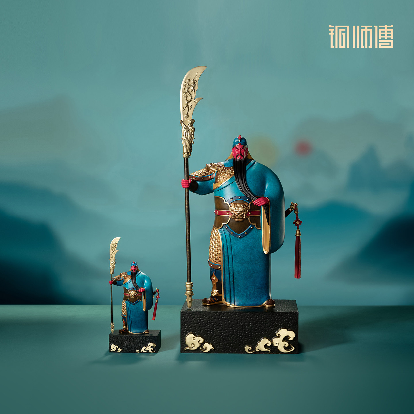 铜师傅黄铜关羽武财神摆件图片