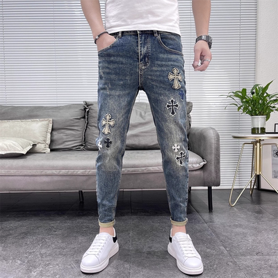高端刺绣牛仔裤男春夏款
