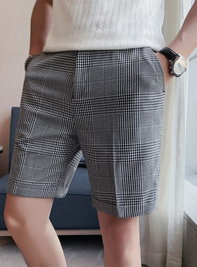 格子短裤男休闲西裤夏季