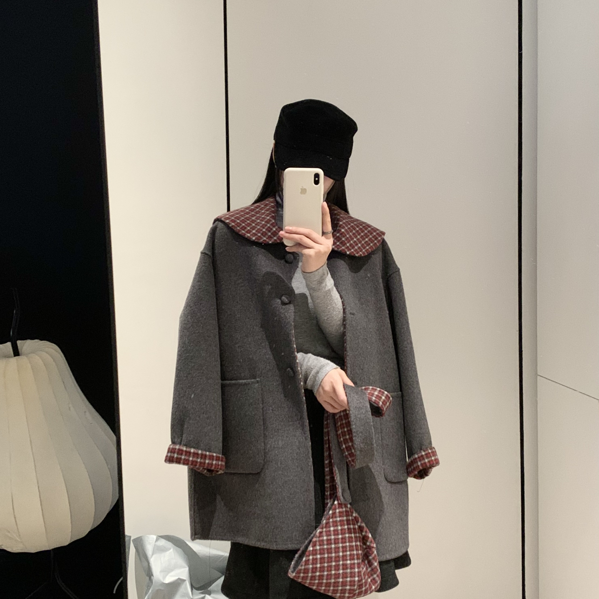 繁花孩必人一手茶翻领单排扣宽松羊毛外套（含100澳毛）111803W34