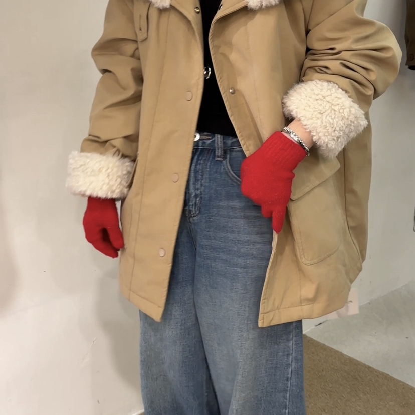 繁花冬上新时尚百搭毛领单排扣保暖棉服外套YS1-2501
