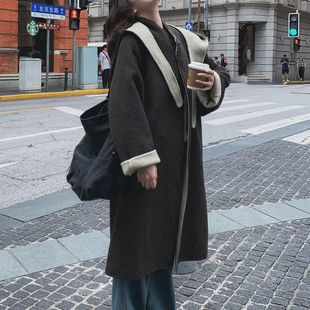 YS1 含100羊毛 OH297 配可拆卸帽子 繁花小众撞色羊毛外套