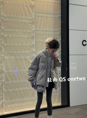 繁花保暖棒球领宽松版保暖羽绒服外套(尺寸仅供参考)09394