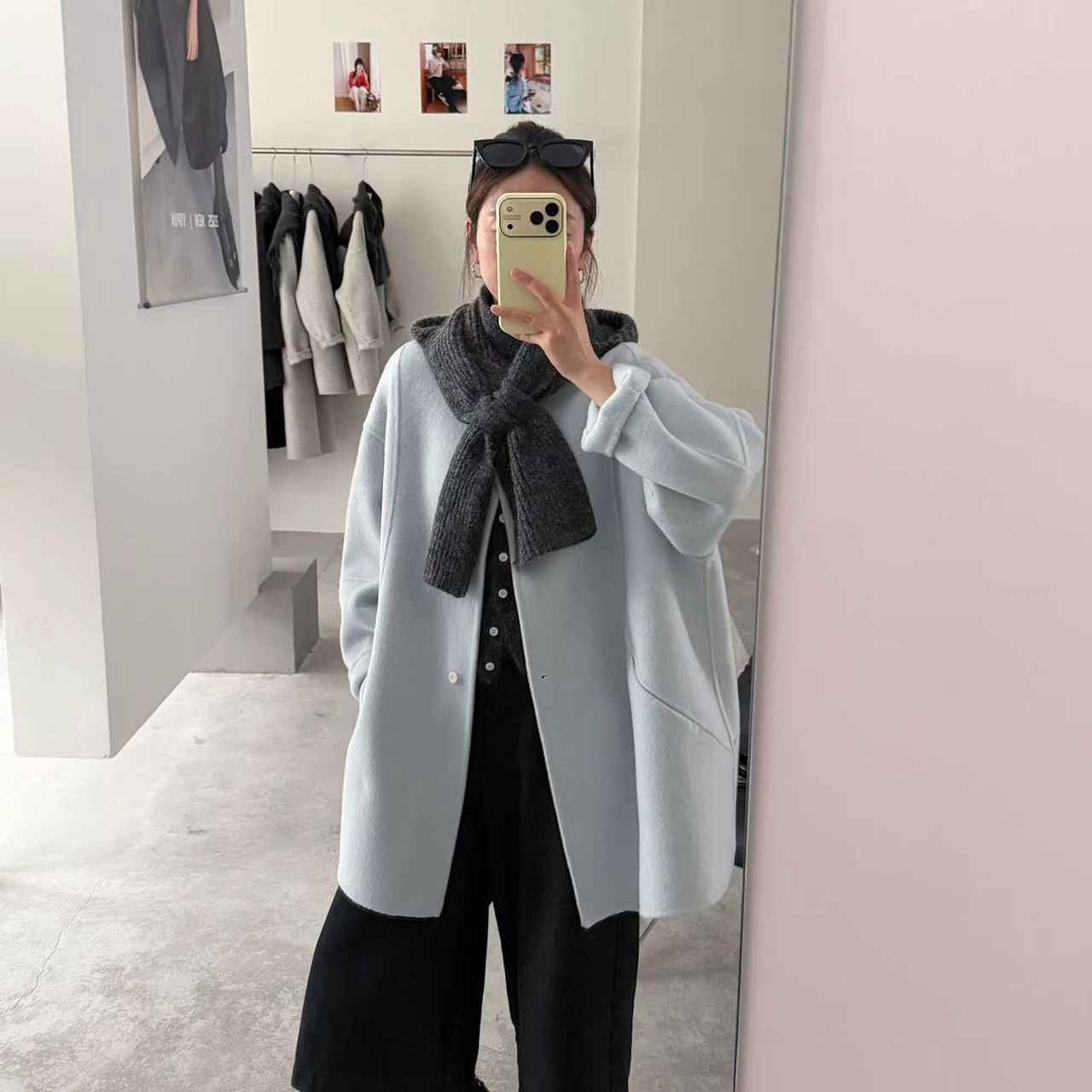 繁花小众瘦毛呢外套羊毛外套(配围巾)（含10羊绒）(90羊毛)PY11