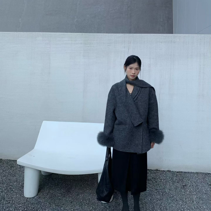 繁花毛外套(配围巾可拆卸狐狸毛毛袖)（含83.3绵羊毛）K25547,女装/女士精品,羽绒服,淘宝优惠券,粉丝福利购,淘宝优惠卷