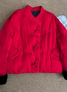 繁花年红哑光面料提花工艺鹅绒服～炒好卖保暖羽绒服外套4619199