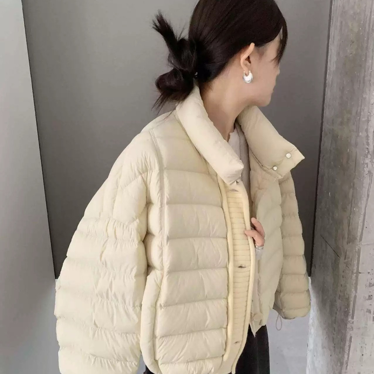 繁花上新排骨韩版针织拼接设计超好看小个子保暖棉服外套10375