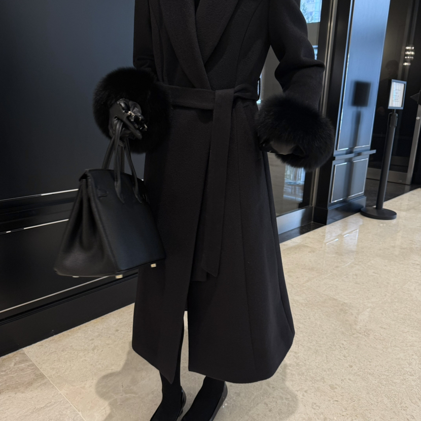 繁花家保暖羽绒服外套(配腰带可拆卸胸针可拆卸狐狸毛袖)YS3-913