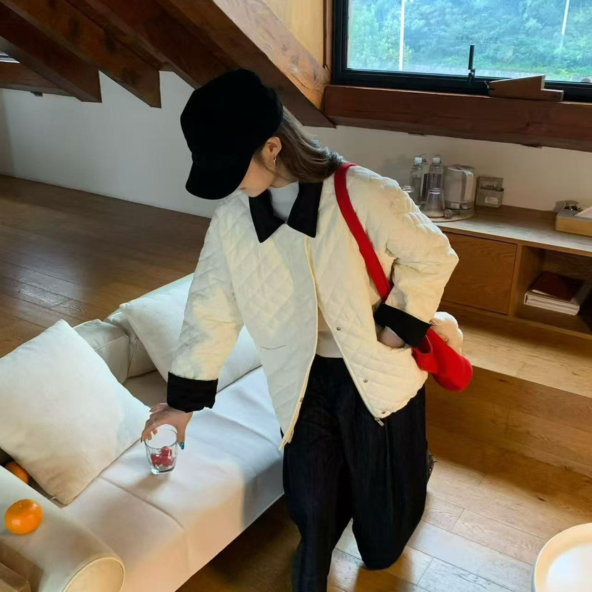 繁花冬上新时尚百搭翻领暗门襟保暖羽绒服外套T291