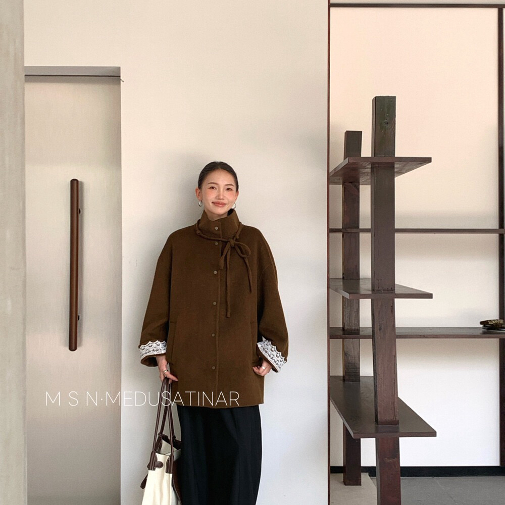 繁花小众款骆驼毛羊毛外套(配绳子)（含10骆驼毛）YS1-253865