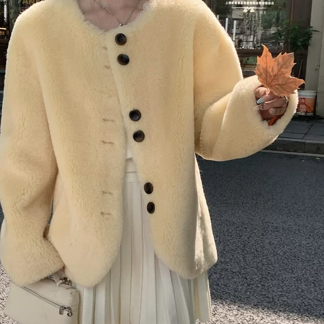 繁花韩系慵懒百搭单排扣加厚羊毛外套（含100羊毛）44466,女装/女士精品,羽绒服,淘宝优惠券,粉丝福利购,淘宝优惠卷