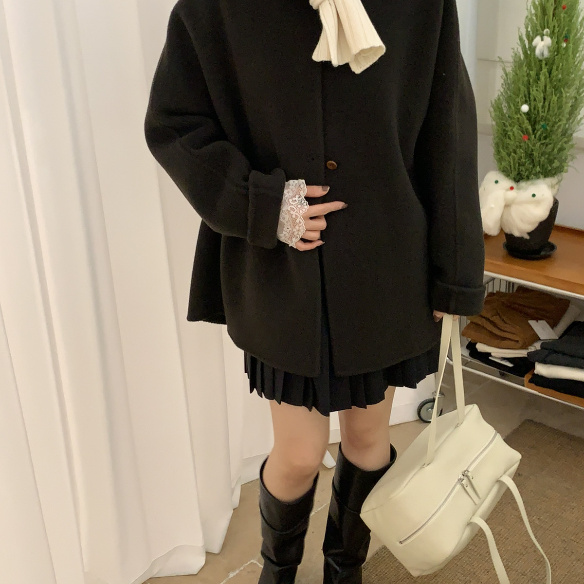 繁花通勤百搭一手长大衣羊毛外套（含89.9澳毛）(10.1羊绒)QB1155